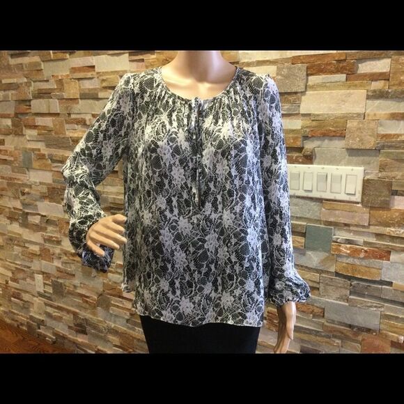 L’AGENCE 100% Silk Lace printed Tie neck blouse - Picture 1 of 8